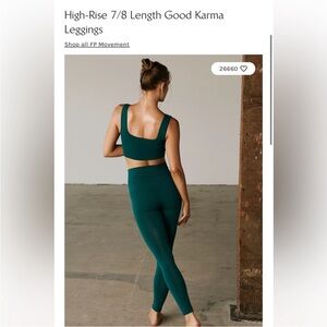 FP Movement good karma 7/8 leggings in spruce green. Worn once.